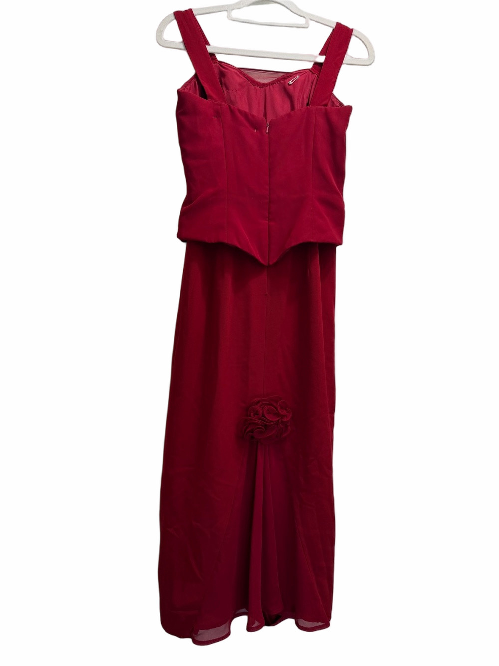 Mac Duggal Red Dress With Cropped Jacket Size 6 W/ Detailed Embroidered Roses - Picture 5 of 16